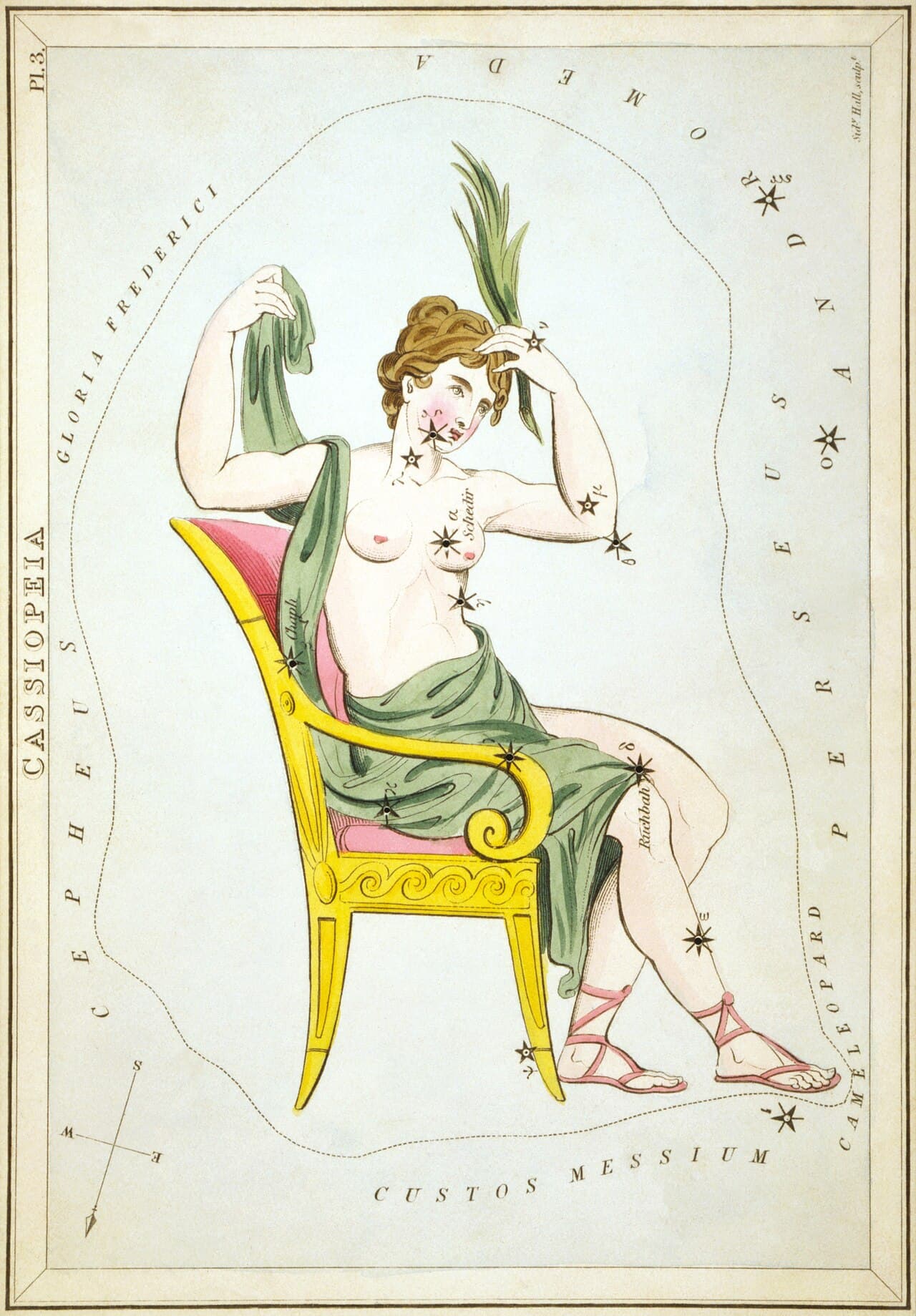 Cassiopeia on her throne — Urania's Mirror, plate 3